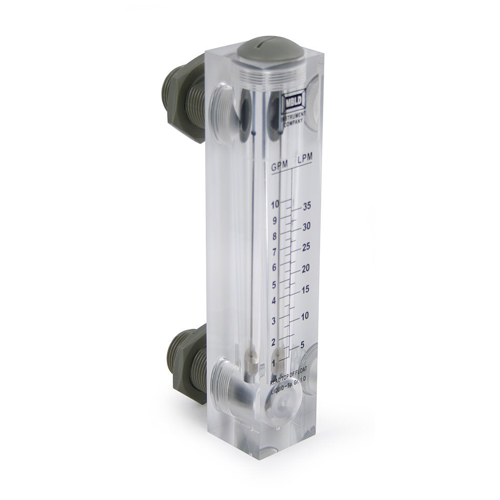 Acrylic flow meter 1-10 GPM, panel mount 1 inch — LZT-2510, Flow Mtr Acrylic 1-10 GPM, Panel Mnt 1", LZT-2510M