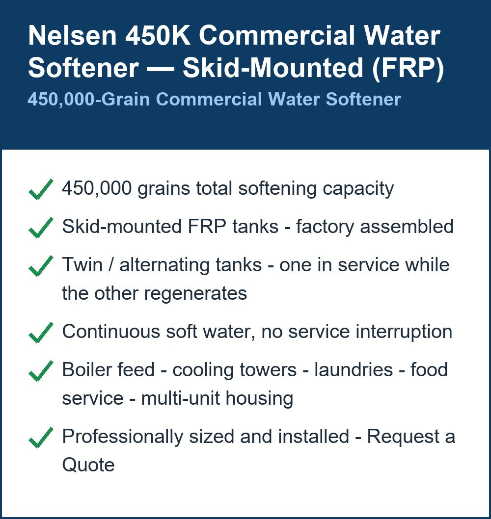 Nelsen 450,000 Grain Skid-Mounted Commercial Water Softener