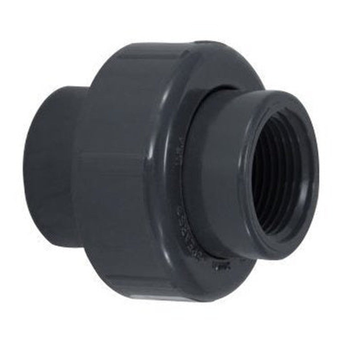 1 inch Schedule 80 PVC union fitting side-by-side — PVC10U-80S, 1" Sch 80 PVC Union, SxS, 2000 Series, 3857S510