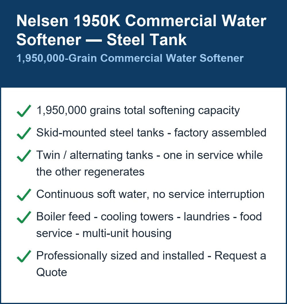 Nelsen 1950K Commercial Water Softener — Steel Tank