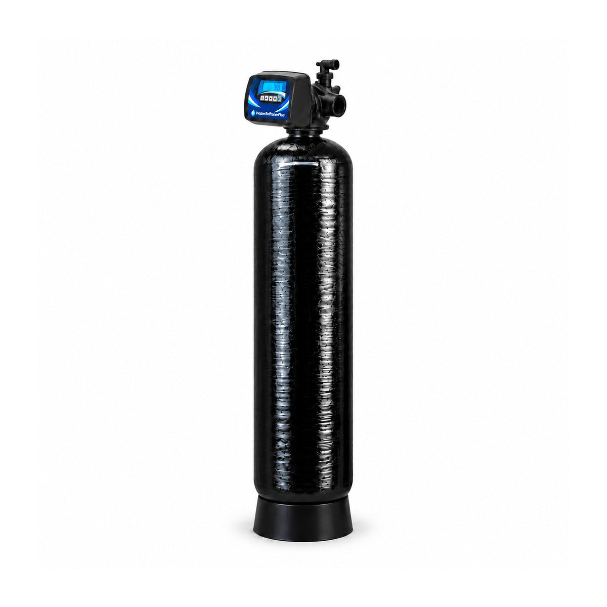 NWS15PLM 120,000 grain single commercial softener with one assembled mineral tank and approved blue and white WaterSoftenerPlus Mylar on composite head