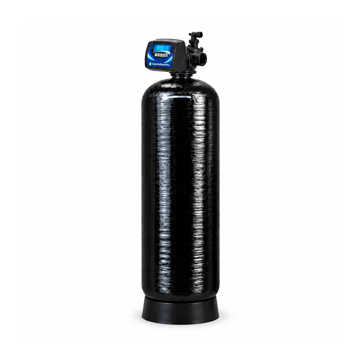 NWS15PLM 300,000 grain single commercial softener with one assembled mineral tank and approved blue and white WaterSoftenerPlus Mylar on composite head