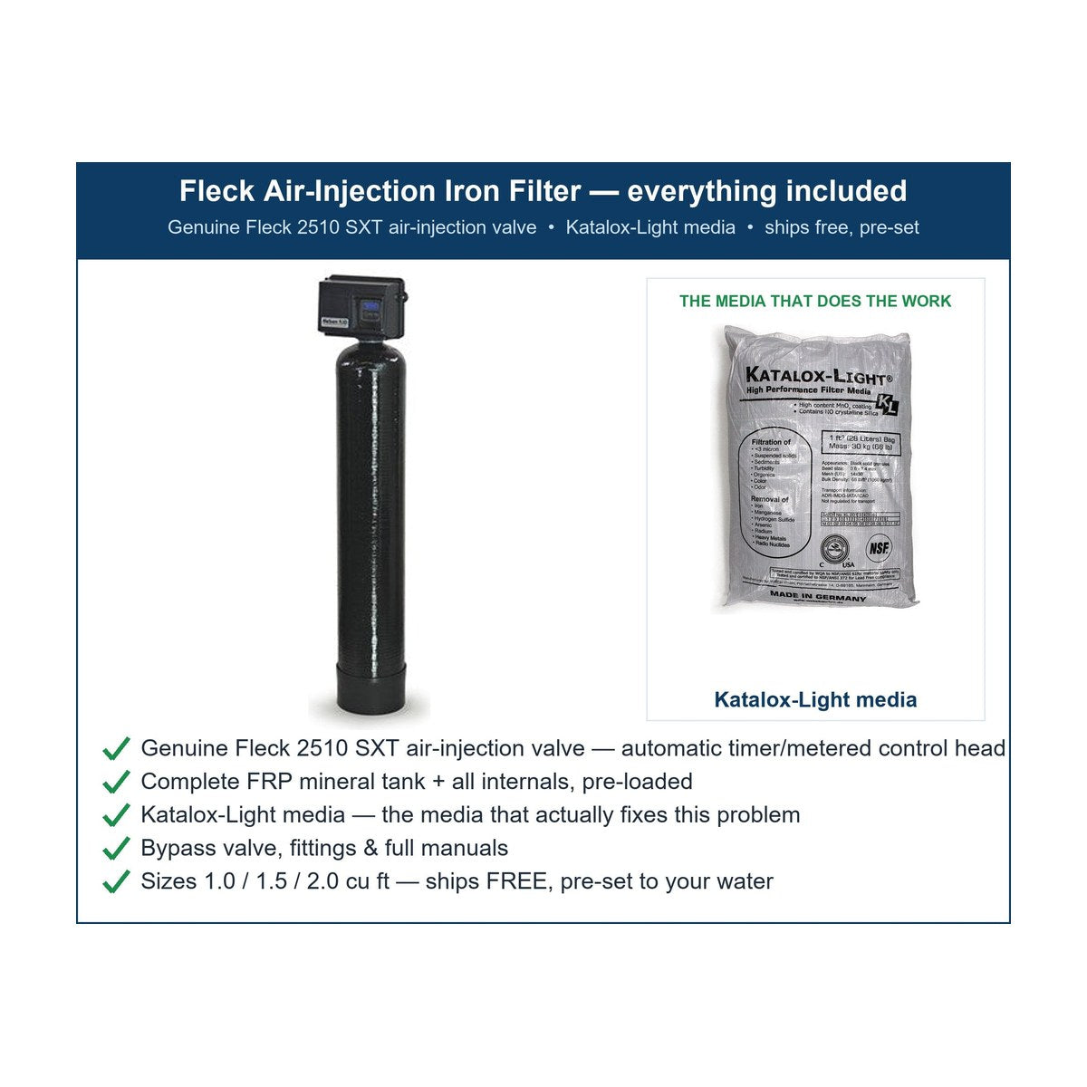 WSP Whole House Iron & Sulfur Filter - Black Manganese Stains