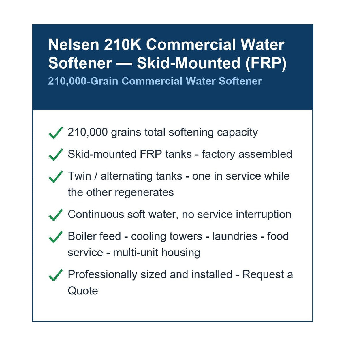 WSP Whole House Water Softener - Skid-Mounted, Commercial