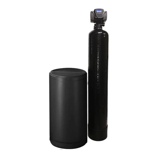 5600 SXT uranium removal system with black mineral tank and brine tank