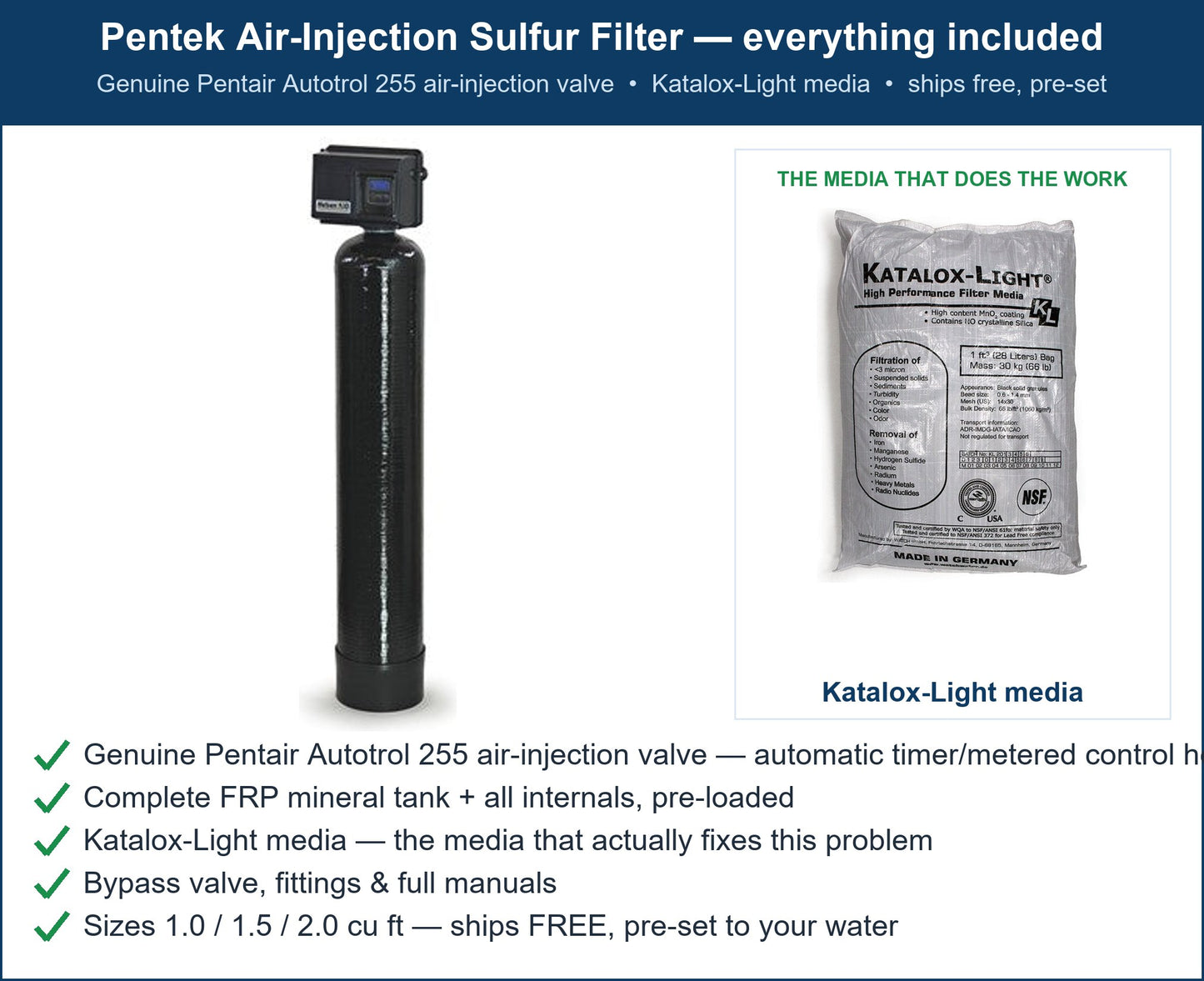 Pentek Rotten-Egg Sulfur Smell Filter