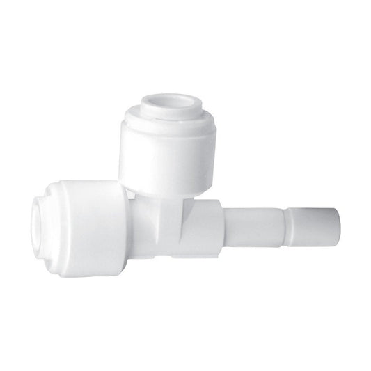 Reliable Hydrofit 3/8" Tube x Tube x Stem Run Tee for Seamless Residential RO System Integration