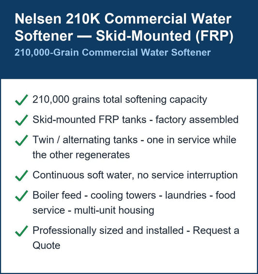 Nelsen 210,000 Grain Skid-Mounted Commercial Water Softener