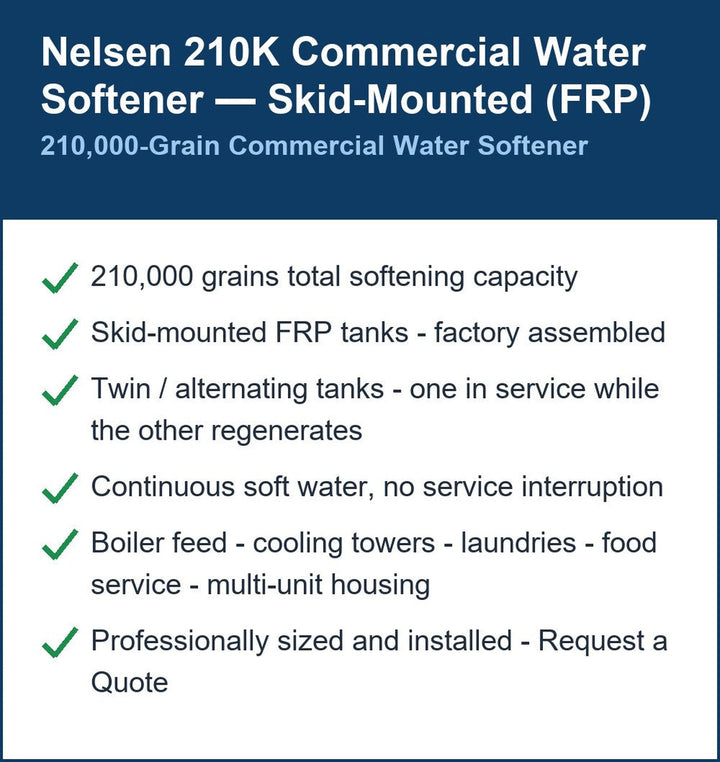 Nelsen 210,000 Grain Skid-Mounted Commercial Water Softener