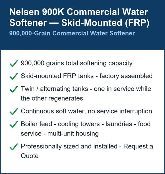 Nelsen 900,000 Grain Skid-Mounted Commercial Water Softener