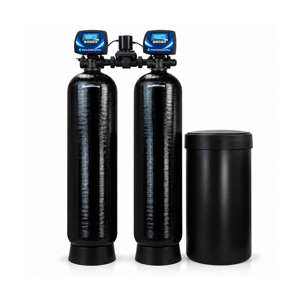 Nelsen 300,000 Grain Twin-Tank Commercial (NWS20) Water Softener — complete product with WSP control face on white background