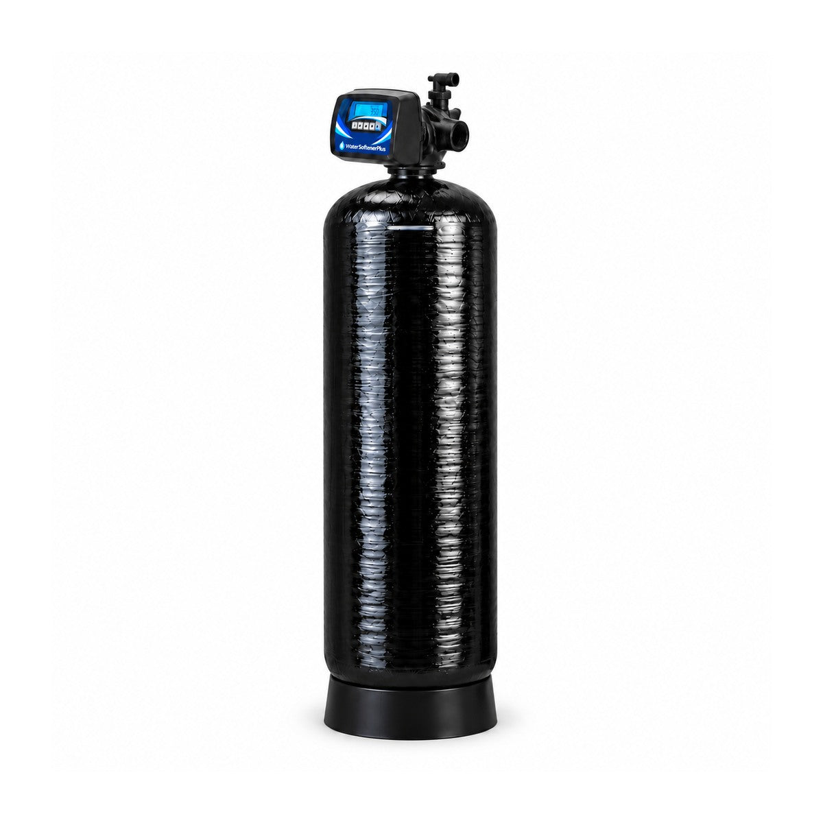 NWS15PLM 210,000 grain single commercial softener with one assembled mineral tank and approved blue and white WaterSoftenerPlus Mylar on composite head