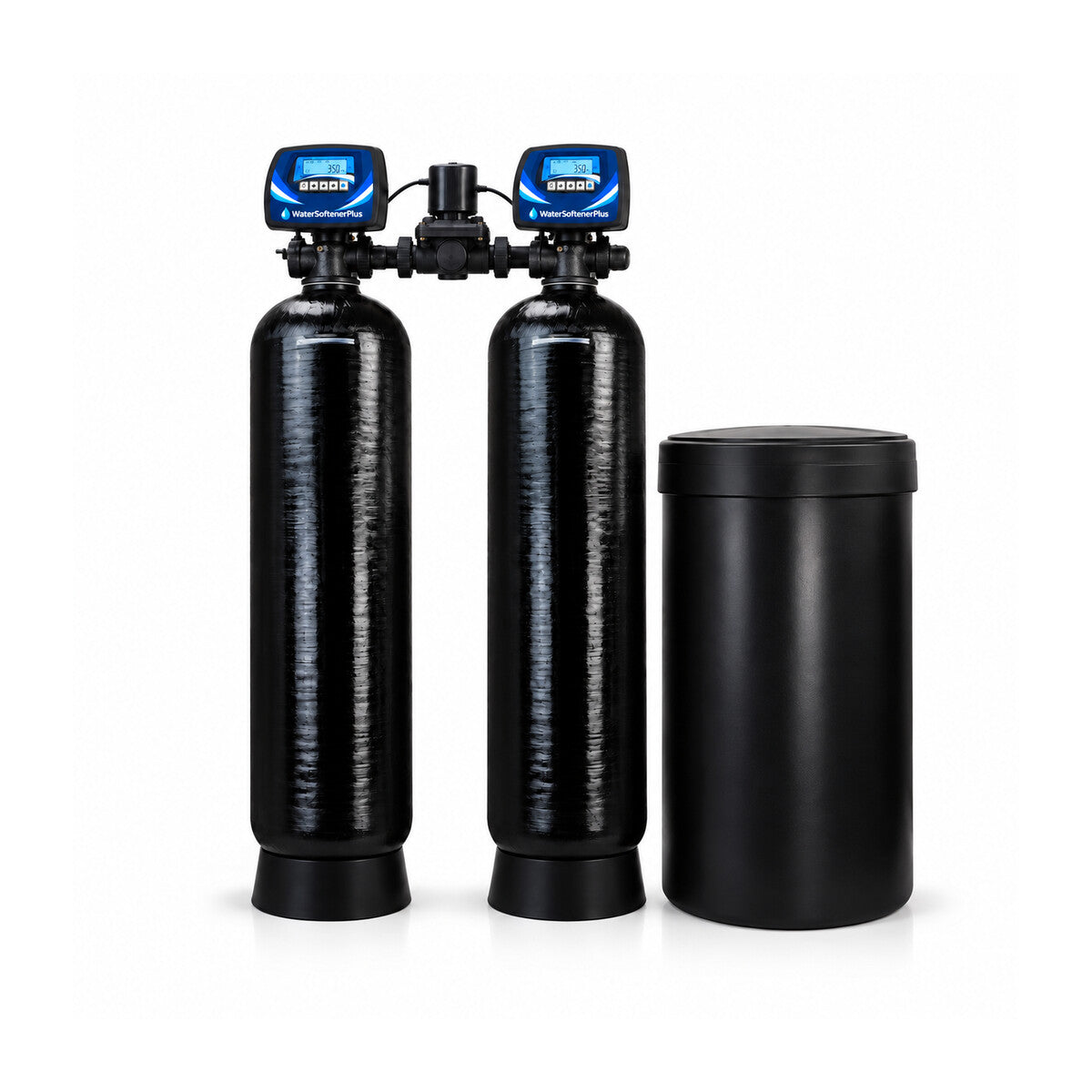 Nelsen 150,000 Grain Twin-Tank Commercial (NWS20) Water Softener — twin alternating full system with two equal WSP heads and included brine tank