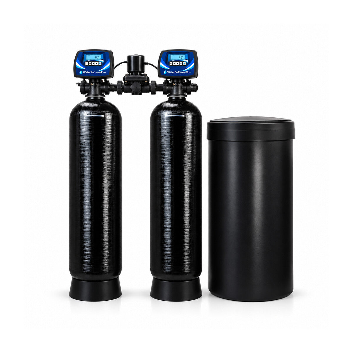 Nelsen 210,000 Grain Twin-Tank Commercial (NWS20) Water Softener — twin alternating full system with two equal WSP heads and included brine tank